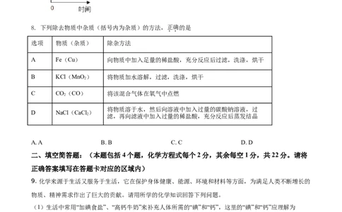 贵州省黔东南州2021年中考化学试题（原卷版）_中考真题_5.化学中考真题2015-2024年_地区卷_贵州省_贵州黔东南化学14-21缺15,17