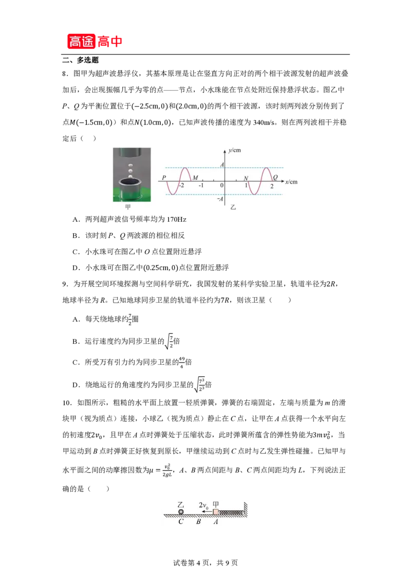 12_2024吉林卷点睛押题_2024高考押题卷_132024高途全系列_26高途点睛卷_2024点睛密卷-物理
