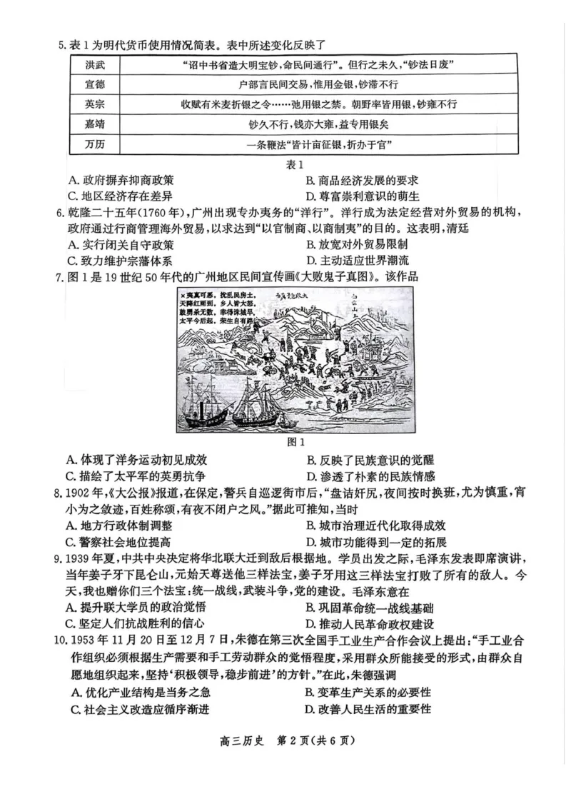 2025届河北省邯郸市高三第二次调研考试历史试卷_2025年1月_250109河北省邯郸市2025届高三上学期第二次调研监测_河北省邯郸市2025届高三第二次调研历史