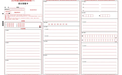 2025年湖北省新高考信息卷（一）语文答题卡_2025年5月_2505162025年湖北省新高考信息卷（一）（全科）