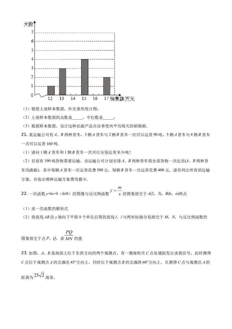 精品解析：四川省泸州市2021年中考数学真题（原卷版）_中考真题_2.数学中考真题2015-2024年_地区卷_四川省_四川泸州数学10-22