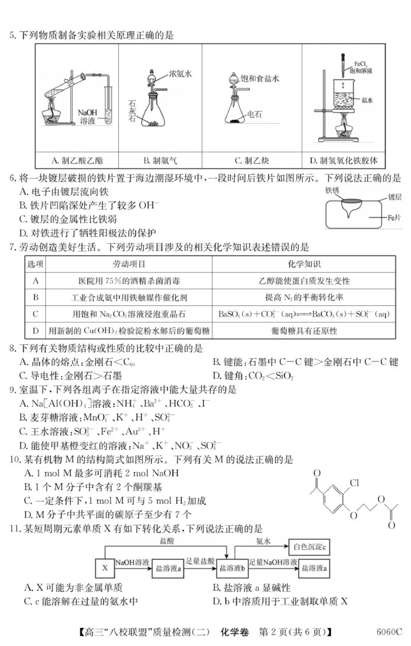 6060C化学_2025年10月_251014广东省&ldquo;八校联盟&rdquo;2026届高三上学期质量检测（二）（全科）_广东省&ldquo;八校联盟&rdquo;2026届高三上学期质量检测（二）化学试卷（含答案）
