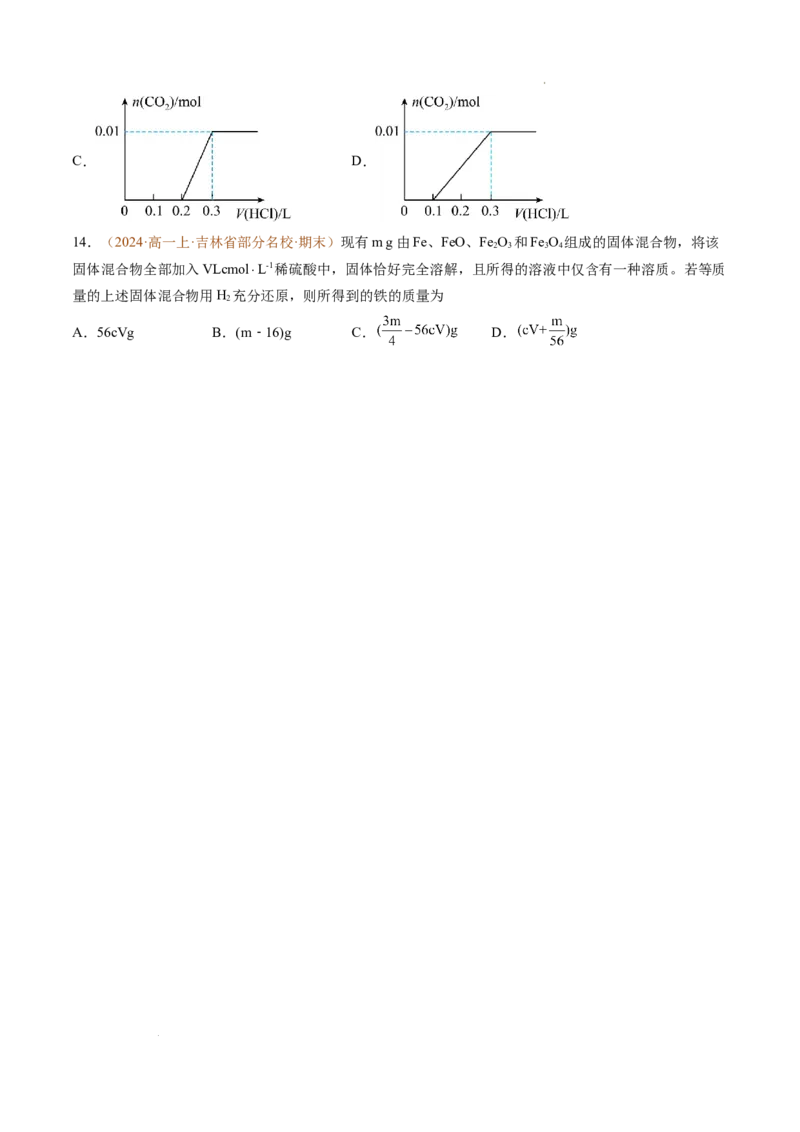 题型01选择题常考题型（原卷版）_1多考区联考试卷_0108好题汇编备战2024-2025学年高一化学上学期期末真题分类汇编（新高考通用）