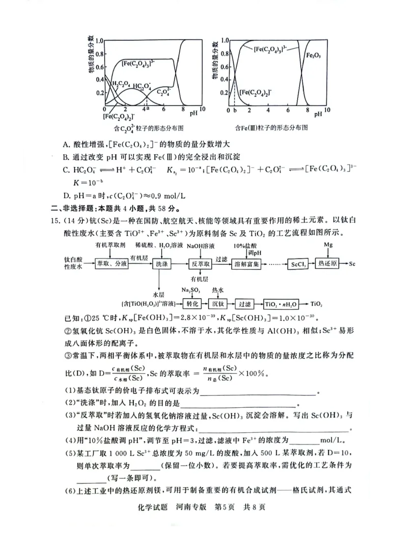 2025届高三部分重点中学3月联合测评(T8联考)化学试卷（河南版，含答案）_2025年3月_2503282025届八省八校高三部分重点中学3月联合测评（T8联考）（全科）