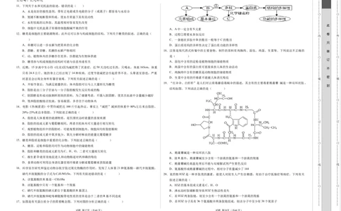 高一生物第一次月考卷01（A3考试版）测试范围：必修1第1~2章（新高考通用）_1多考区联考试卷