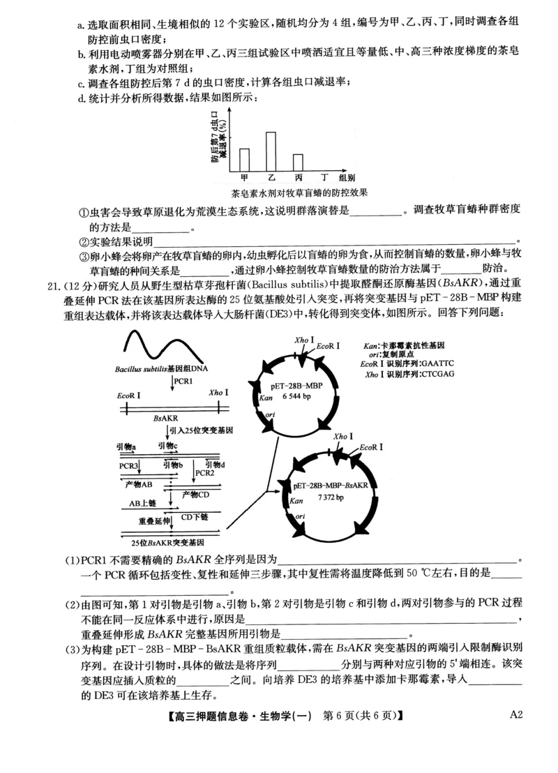 2025届高三押题信息卷（一）生物_2025年5月_2505032025届高三押题信息卷（一）