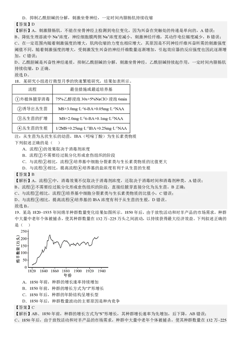 浙江生物1月-答案_1.高考2025全国各省真题+答案_00.2025各省市高考真题及答案（按省份分类）_14、浙江省（全科）_生物