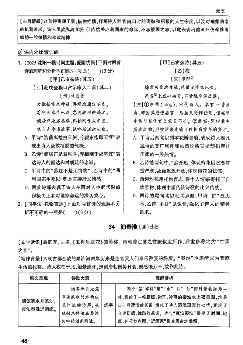 2026辽宁万唯试题研究（语文-2古诗文阅读）_26《万唯中考试题研究》辽宁_2026《辽宁万唯试题研究》语文