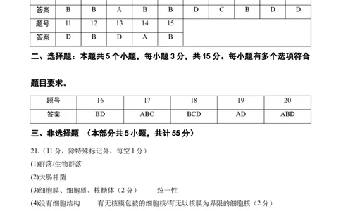 高一生物期中模拟卷03（参考答案）（新高考通用）_1多考区联考试卷_1014高一期中模拟卷（新高考通用）黄金卷：2024-2025学年高一上学期期中模拟考试