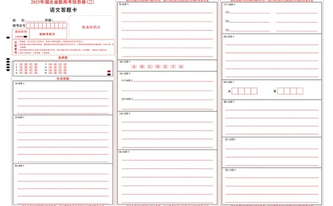 2025年湖北省新高考信息卷（二）语文答题卡_2025年5月_2505142025年湖北省新高考信息卷（二）（全科）