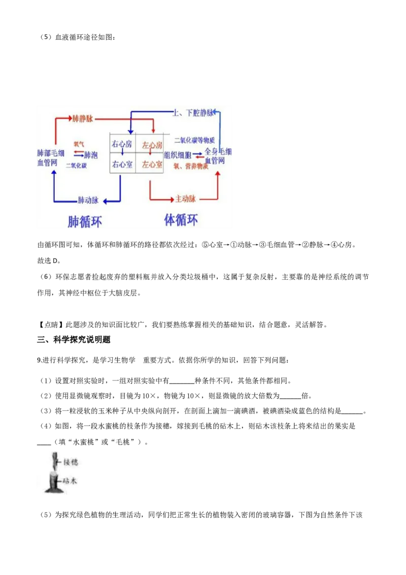 精品解析：湖北省襄阳市2020年中考生物试题（解析版）_中考真题_8.生物中考真题2015-2024年_2020生物真题74份_2020年中考真题精品解析生物（湖北襄阳卷）精编word版