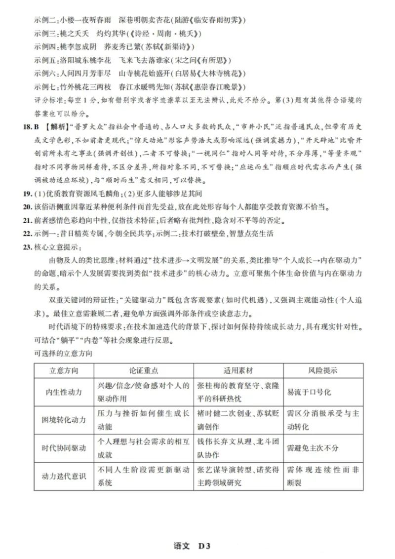 东三省名校联盟2025高三《最后一卷》联合模拟考试-语文答案_2025年5月_250523东三省名校联盟高三下学期高考最后一卷联合模拟考试（全科）