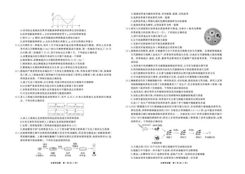 25.2齐鲁名校大联考高三生物学同类训练题正文_2025年2月_250218山东省齐鲁名校2025届高三下学期第五次学业水平联合检测