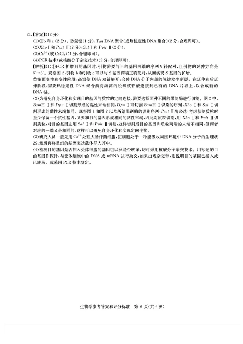 2025届华大新高考联盟高三下学期5月模拟预测生物试题（含答案）_2025年5月_2505212025届华大新高考联盟高三下学期5月模拟预测（全科）