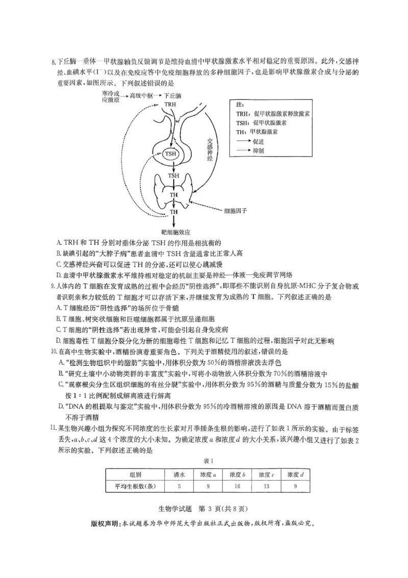 2025届华大新高考联盟高三下学期5月模拟预测生物试题（含答案）_2025年5月_2505212025届华大新高考联盟高三下学期5月模拟预测（全科）