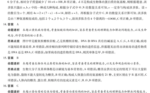 生物学答案天一大联考&middot;2025-2026学年高一年级阶段性测试（一）_1多考区联考试卷_251030天一大联考&middot;2025-2026学年高一年级阶段性测试（一）（全）