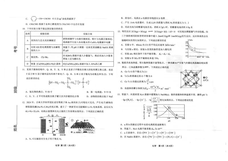 2025届黑龙江省齐齐哈尔市高三下学期一模化学试题+答案_2025年3月_2503032025届黑龙江省齐齐哈尔市高三下学期一模