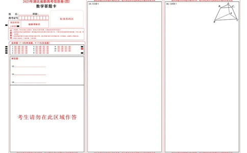 2025年湖北省新高考信息卷（四）数学答题卡_2025年5月_2505182025年湖北省新高考信息卷（四）（全科）