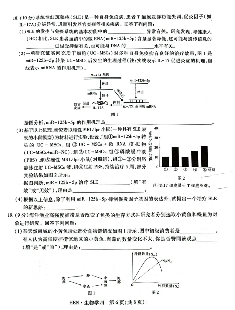 2025届河南省名校学术联盟高三下学期模拟冲刺生物试题（四）_2025年3月_250331名校学术联盟&middot;高考模拟信息卷&冲刺卷&预测卷（全科）