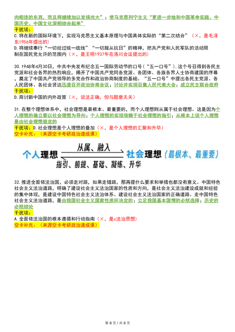八套卷空卡复盘笔记一公众号：冲鸭学长_2026考公资料_（49）政治理论合集_政治理论合集_2025考研政治pdf（笔记）_肖秀荣考研政治_24肖秀荣_24肖八浓缩背诵笔记合辑