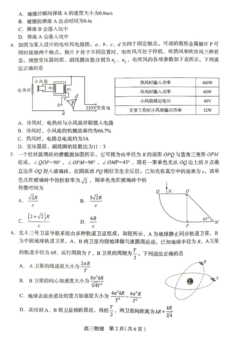 2025届河北省石家庄市普通高中高三教学质量检测（三）物理试卷_2025年5月_2505152025届河北省石家庄市普通高中高三教学质量检测（三）（全科）