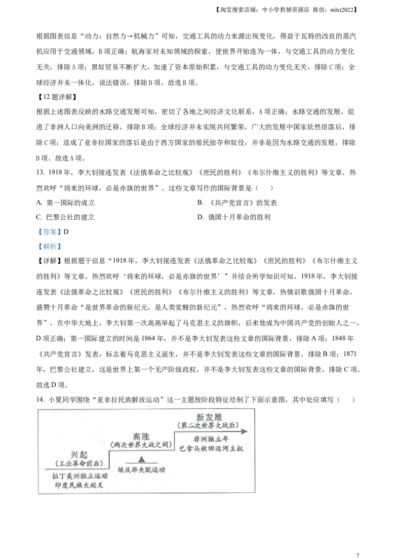 精品解析：2024年山西省中考历史试题（解析版）_中考真题_6.历史中考真题2015-2024年_2024年中考历史真题_精品解析：2024年山西省中考历史试题