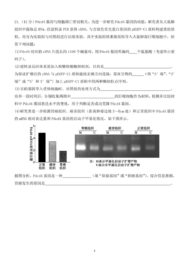 2025届广东省汕头市高三第三次模拟考试生物试卷（含答案）_2025年5月_250528广东省汕头市2025届高三下学期第三次模拟考试（全科）