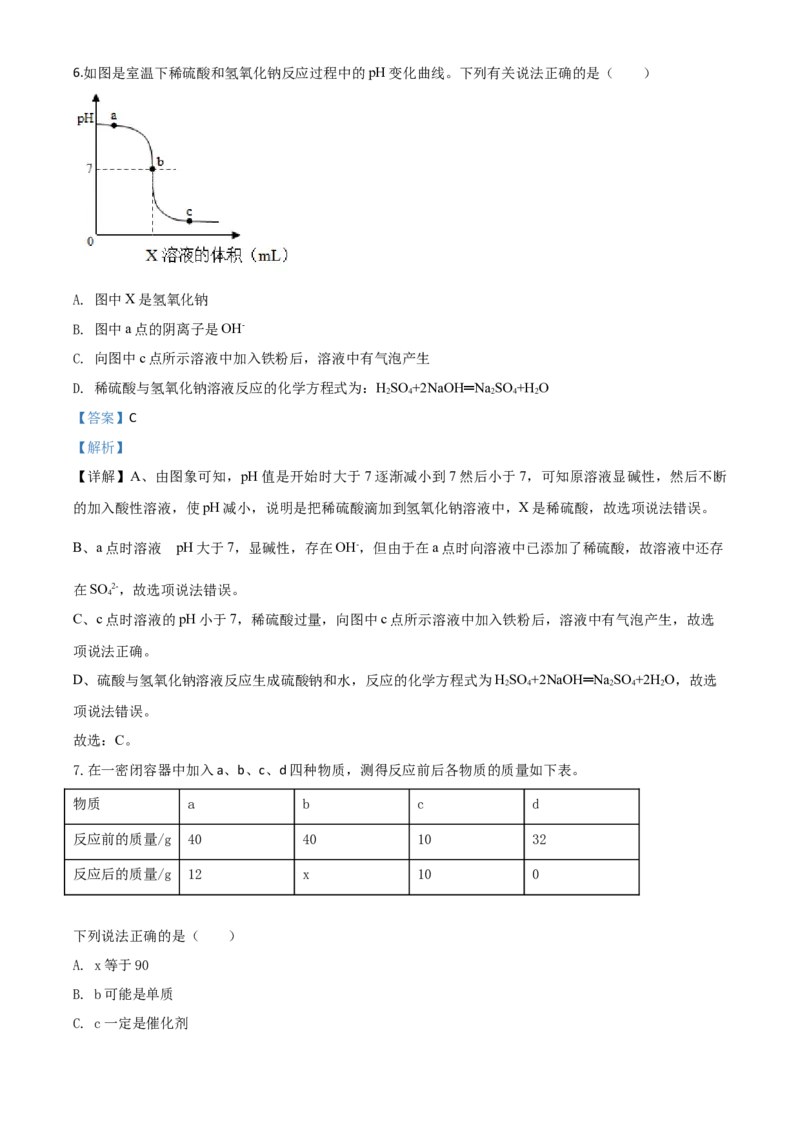 精品解析：甘肃省天水市2020年中考化学试题（解析版）_中考真题_5.化学中考真题2015-2024年_2020中考化学真题（113份）_2020年中考真题精品解析化学（甘肃天水卷）精编word版