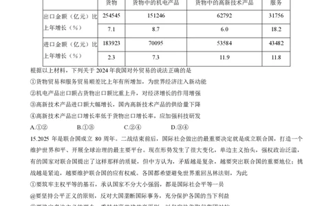 2025北京朝阳高三一模政治试题及答案_2025年4月_250407北京市朝阳区2025届高三一模（全科）