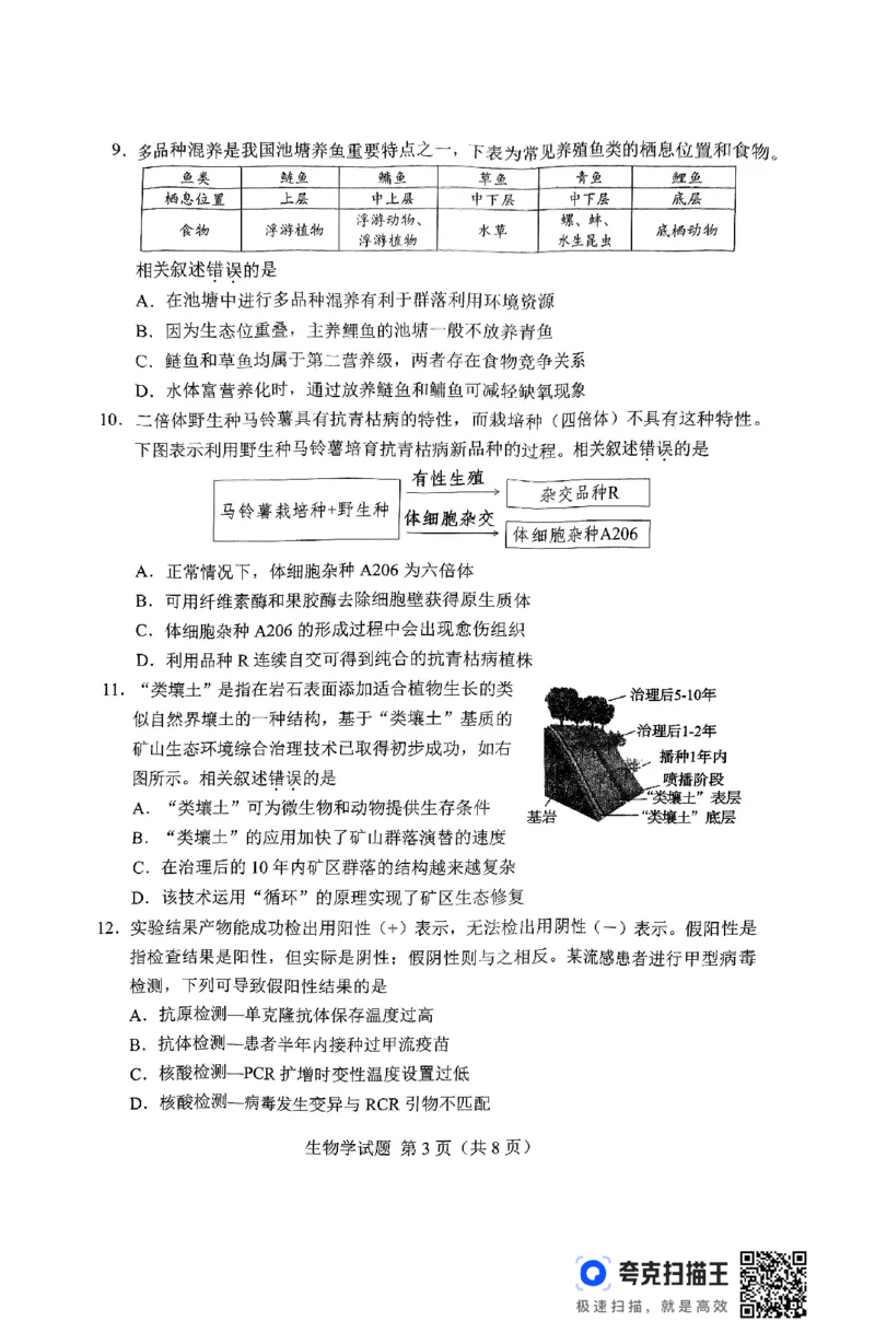 2025届湖南省长沙市高三上学期新高考适应性考试生物考试试题_2025年1月_250114长沙市2024-2025学年高三上学期新高考适应性考试（全科）