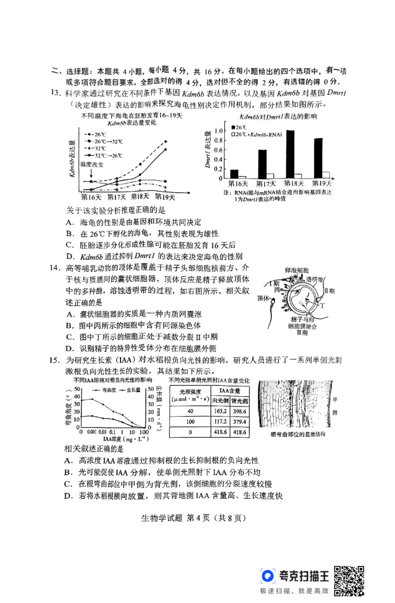2025届湖南省长沙市高三上学期新高考适应性考试生物考试试题_2025年1月_250114长沙市2024-2025学年高三上学期新高考适应性考试（全科）