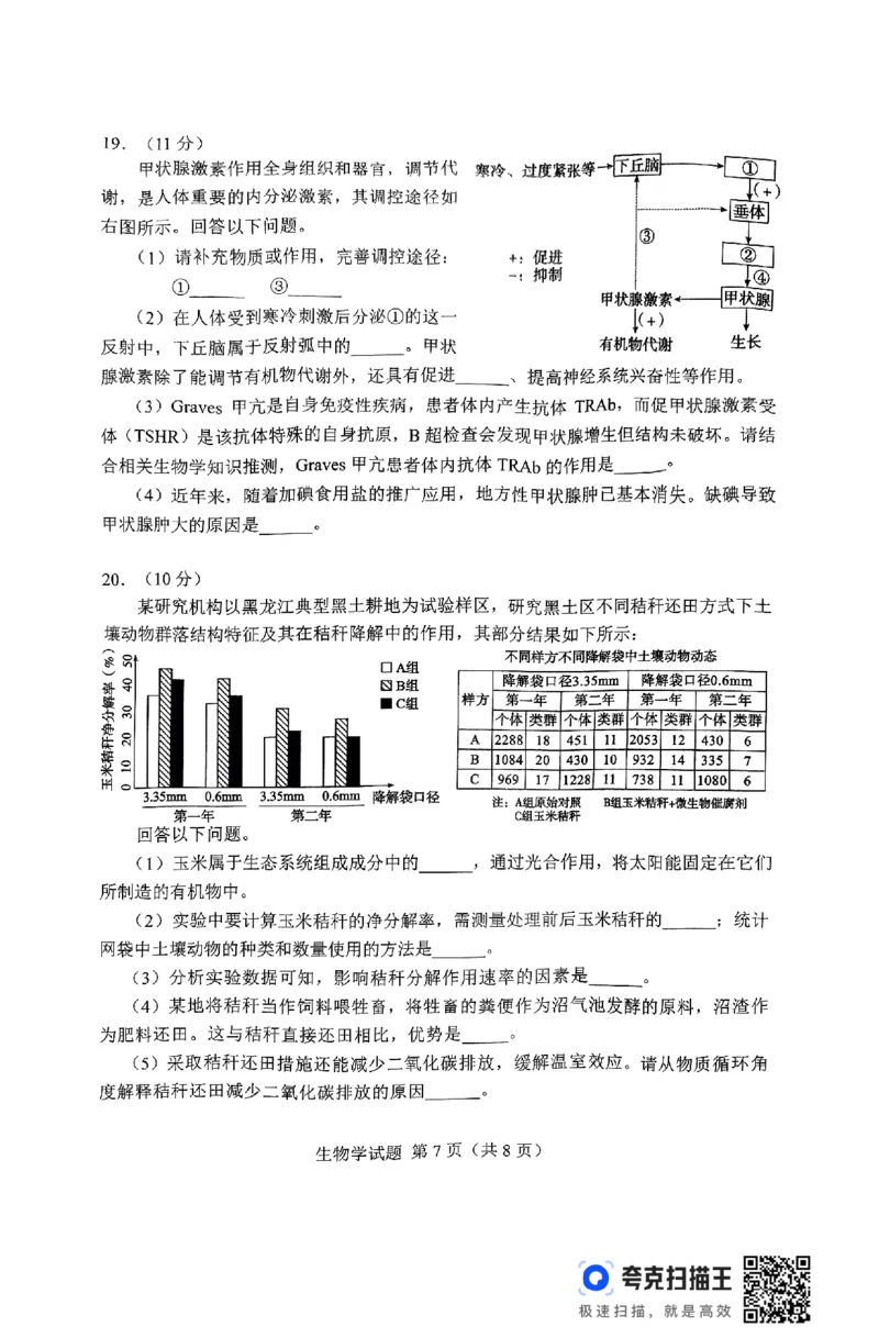 2025届湖南省长沙市高三上学期新高考适应性考试生物考试试题_2025年1月_250114长沙市2024-2025学年高三上学期新高考适应性考试（全科）