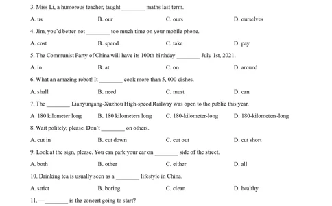 精品解析：江苏省连云港市2021年中考英语试题（原卷版）_中考真题_3.英语中考真题2015-2024年_2021中考英语真题86份_2021江苏省_精品解析：江苏省连云港市2021年中考英语试题