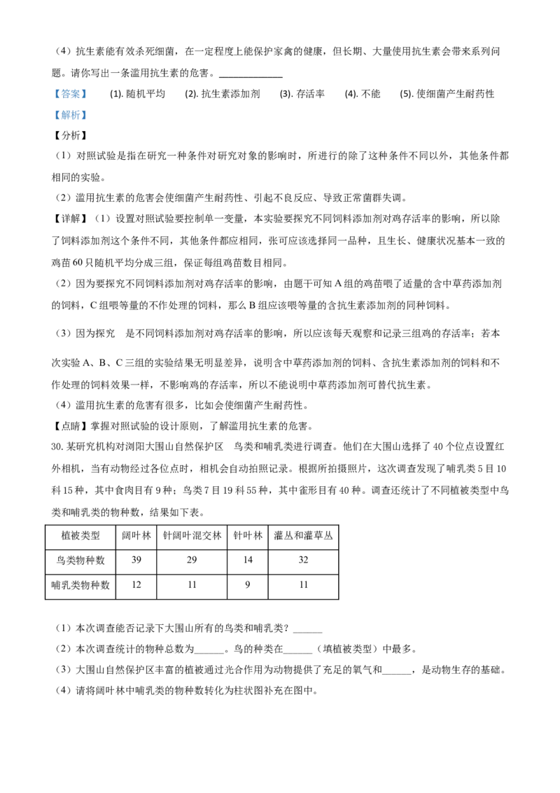 精品解析：湖南省长沙市2020年中考生物试题（解析版）_中考真题_8.生物中考真题2015-2024年_2020生物真题74份_2020年中考真题精品解析生物（湖南长沙卷）精编word版