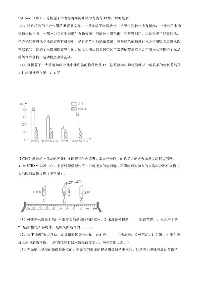 精品解析：湖南省长沙市2020年中考生物试题（解析版）_中考真题_8.生物中考真题2015-2024年_2020生物真题74份_2020年中考真题精品解析生物（湖南长沙卷）精编word版