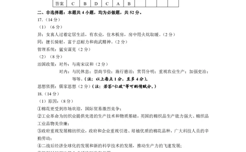 高三历史答案_2024届辽宁省葫芦岛市高三上学期期末学业质量监测_辽宁省葫芦岛市2024届高三上学期期末学业质量监测历史