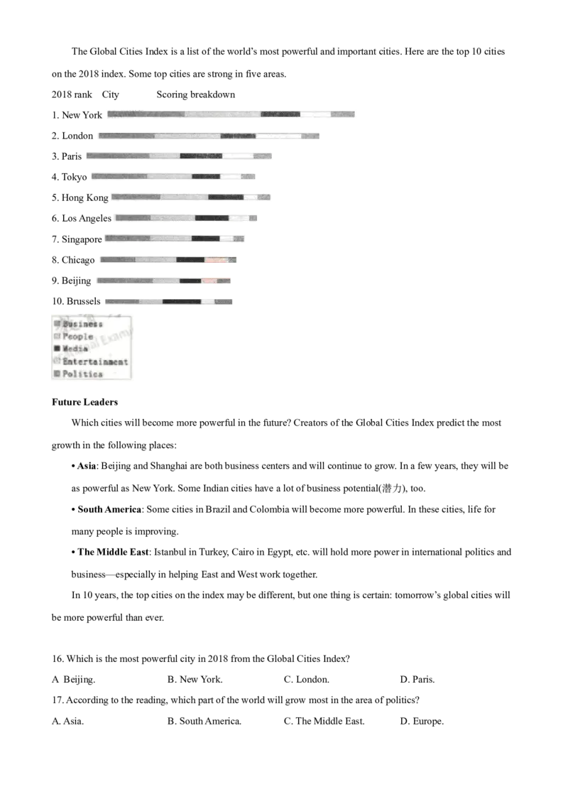 精品解析：浙江省湖州市2020年中考英语试题（原卷版）_中考真题_3.英语中考真题2015-2024年_2020全国多省多地中考英语真题145份_2020年中考真题精品解析英语（浙江湖州卷）精编word版