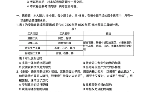 51317765-2025届安徽省示范高中皖北协作区高三下学期一模考试历史试题_2025年3月_2503282025年安徽省示范高中皖北协作区第27届联考（全科）