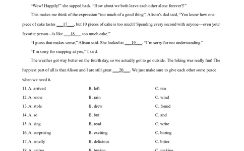 精品解析：湖南省株洲市2021年中考英语试题（原卷版）_中考真题_3.英语中考真题2015-2024年_2021中考英语真题86份_2021湖南省_精品解析：湖南省株洲市2021年中考英语试题