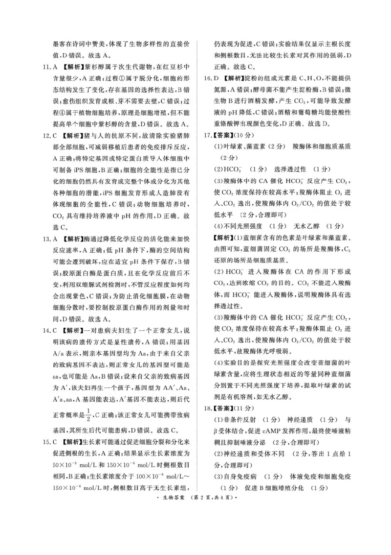 2025届河南省青桐鸣5月全真模拟卷&middot;高考考前适应性考试-生物试题（含答案）_2025年5月_2505292025届河南省青桐鸣5月全真模拟卷&middot;高考考前适应性考试（全科）