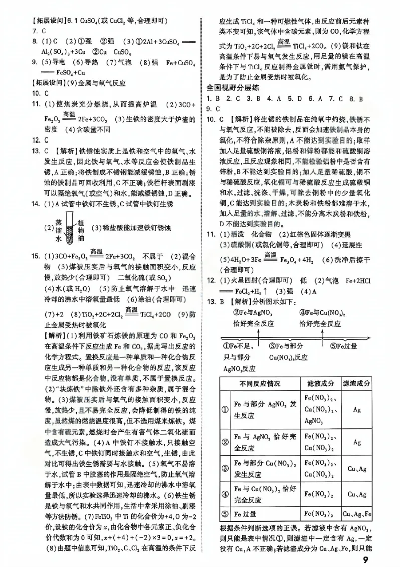 2026辽宁万唯试题研究（化学-参考答案）_26《万唯中考试题研究》辽宁_2026《辽宁万唯试题研究》化学
