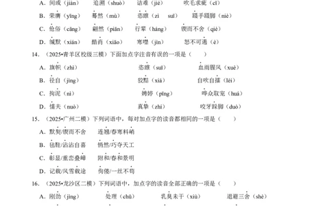 2026年中考语文常考考点专题之字音_162026年中考七科常考考点专题资料_001中考语文常考考点专题