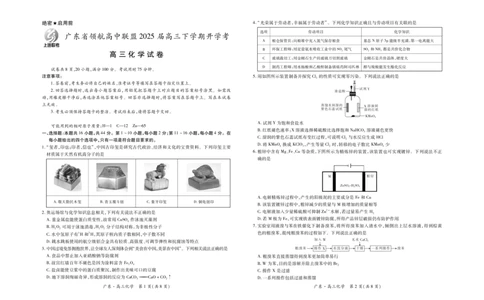2025届2月广东领航高三联考-试卷_2025年2月_250212广东省领航高中联盟2025届高三下学期2月开学考(1)_广东领航高中联盟2025届高三下学期2月联考化学