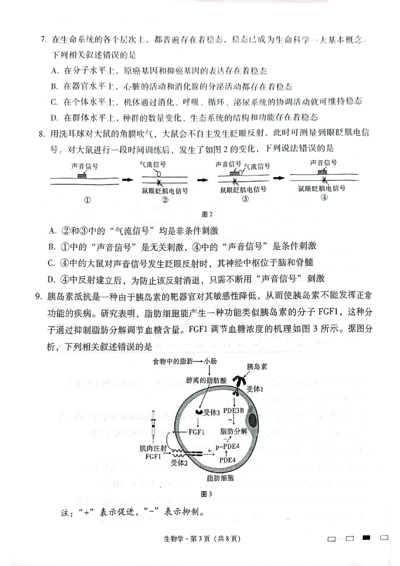 云南师范大学附属中学2025届高三下学期开学考试生物_2025年2月_250220云南师范大学附属中学2025届高三下学期开学考试（月考八）（全科）