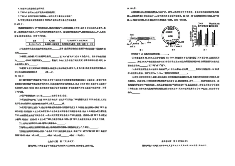 华大新高考联盟2025届高三下学期3月教学质量测评生物_2025年3月_250329华大新高考联盟2025届高三下学期3月教学质量测评（全科）_华大新高考联盟2025届高三下学期3月教学质量测评生物