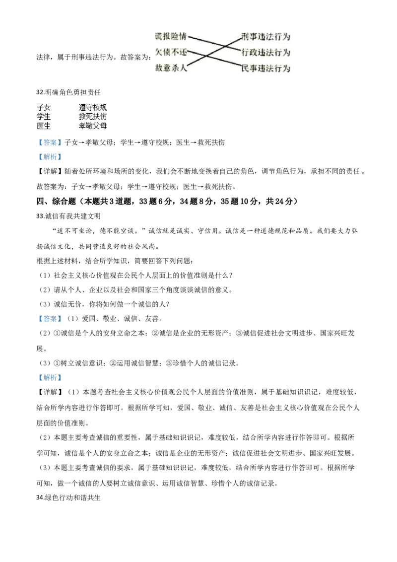 精品解析：黑龙江省绥化市2020年中考道德与法治试题（解析版）_中考真题_7.政治中考真题2015-2024年_2020政治真题79份_2020年中考真题精品解析道德与法治(黑龙江绥化卷)精编word版