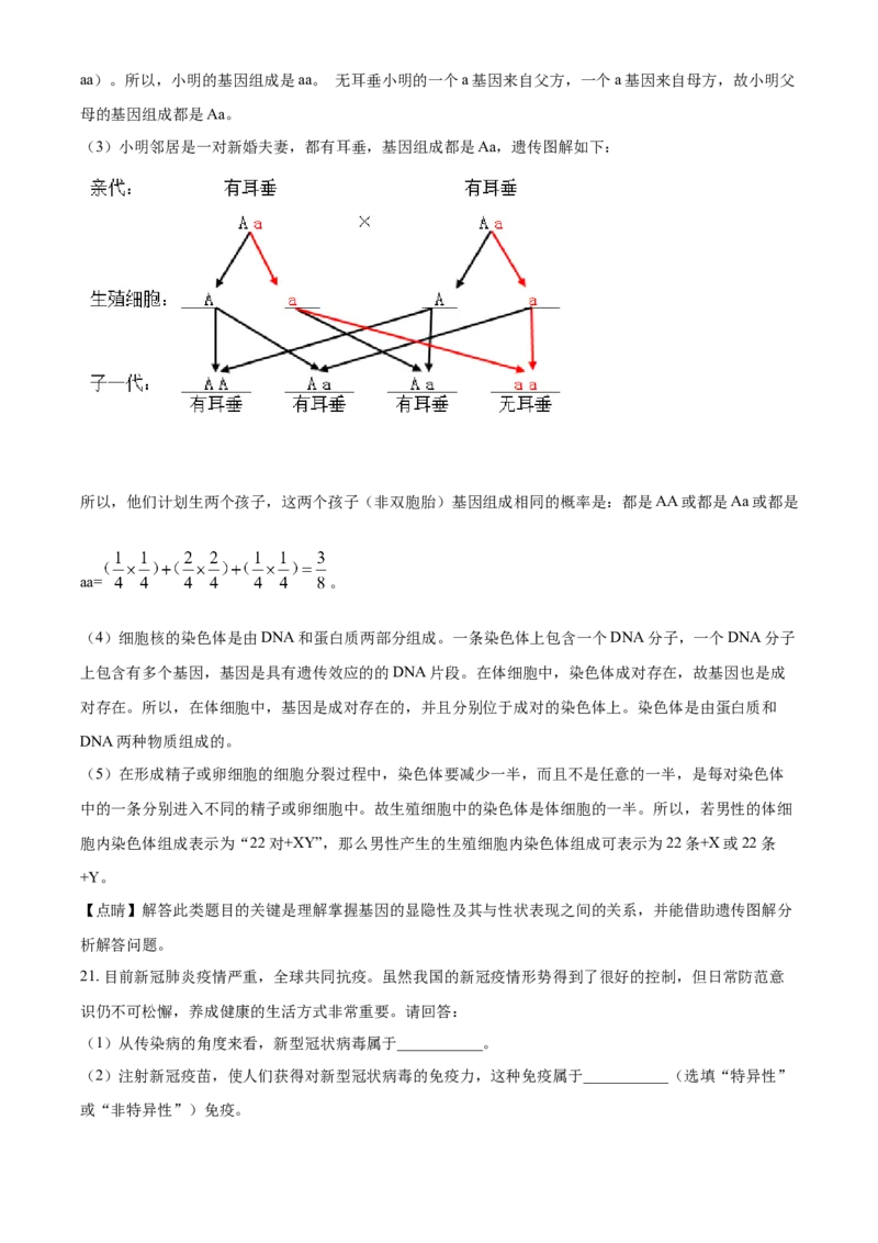 精品解析：湖北省襄阳市2021年中考生物试题（解析版）_中考真题_8.生物中考真题2015-2024年_2021中考生物真题64份_2021湖北_精品解析：湖北省襄阳市2021年中考生物试题