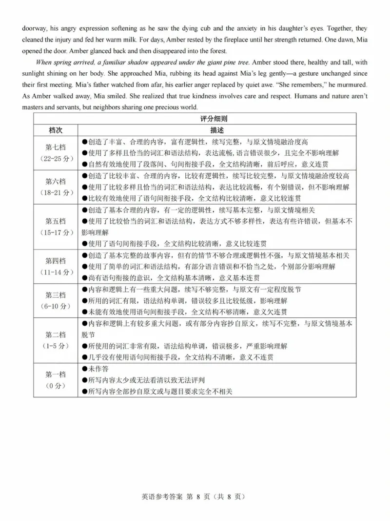2025年太原市高三年级模拟考试（三）英语答案_2025年5月_250517山西省三重教育2025届高三5月押题考试（太原三模）(全科)