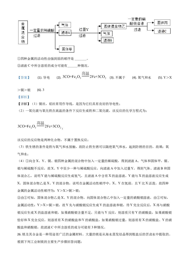 精品解析：云南省2020年中考化学试题（解析版）_中考真题_5.化学中考真题2015-2024年_2020中考化学真题（113份）_2020年中考真题精品解析化学（云南卷）精编word版