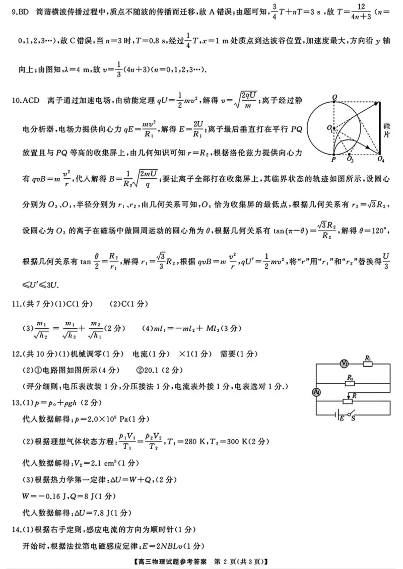 2025届湖南省永州市高三上学期第二次模拟考试物理试卷（含解析）_2025年1月_2501152025届湖南省永州市高考第二次模拟考试